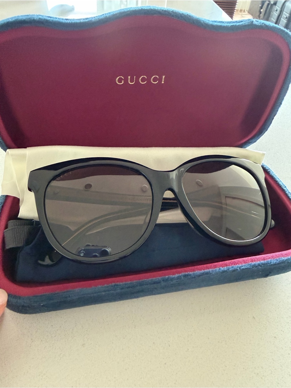 Gucci Black Oversized Sunglasses with Dark Gray Lenses
